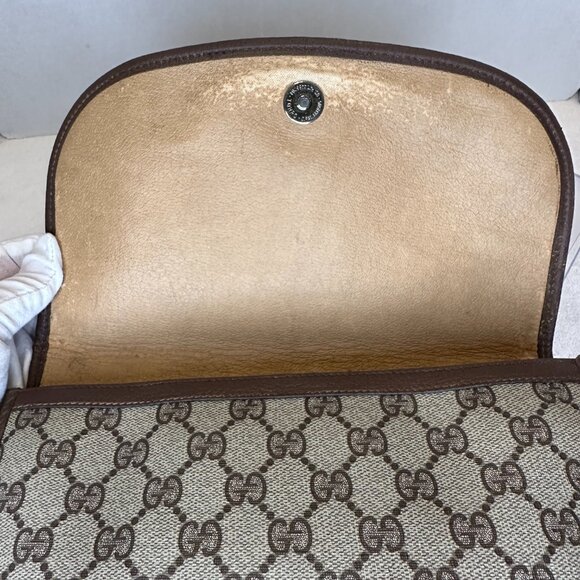 Gucci Clutch GG Supreme Web Sherry Line Clutch Bag PVC Beige Gold - Picture 6 of 10